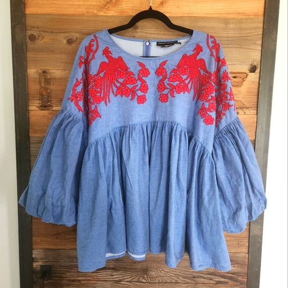 XL Anthropologie Lianna Embroidered Blouse Hemant & Nandita  CALL OUT SEE BELOW - Picture 5 of 7